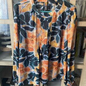 Zac & Rachel Vibrant Floral Blouse - Orange, Blue, Black